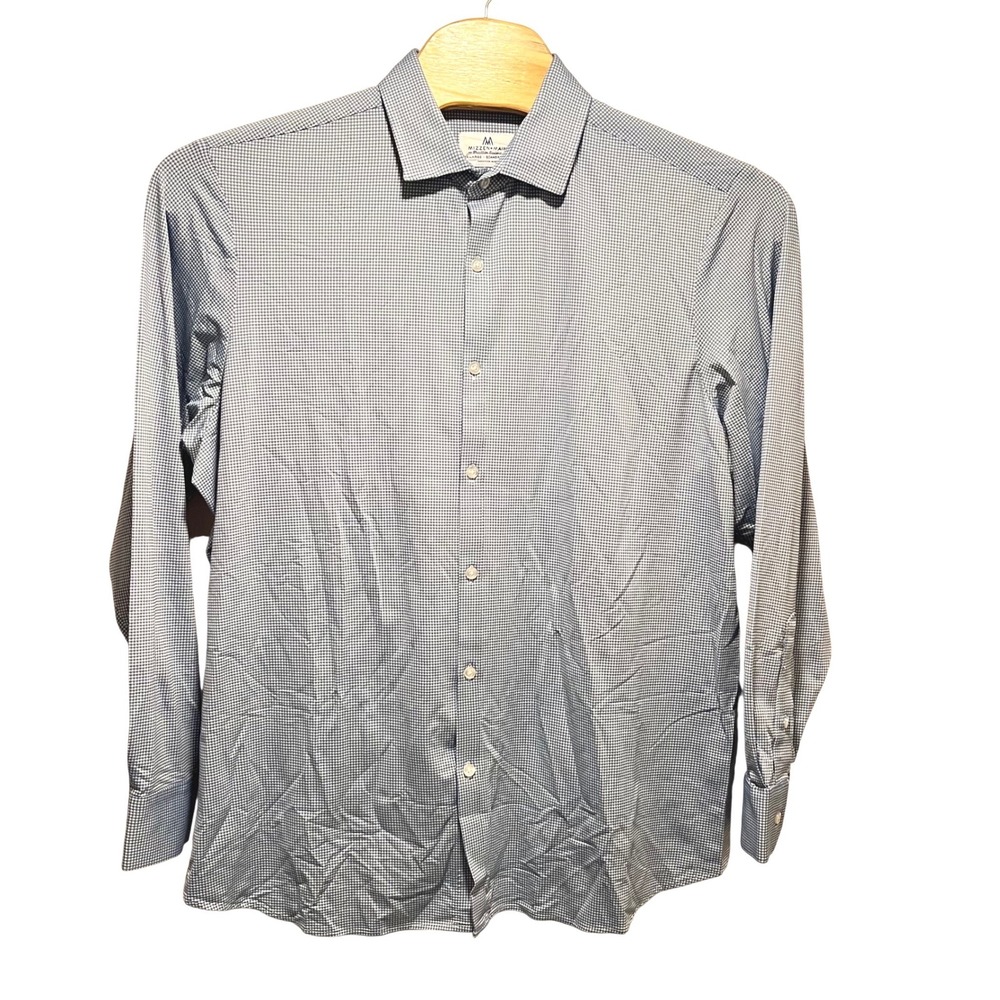 Mizzen+Main Standard Fit Mens XX Large Blue‎ Gingham Dress Shirt Flawed